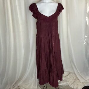 Madewell Lucie Embroidered Ruffle Tiered Boho Dress